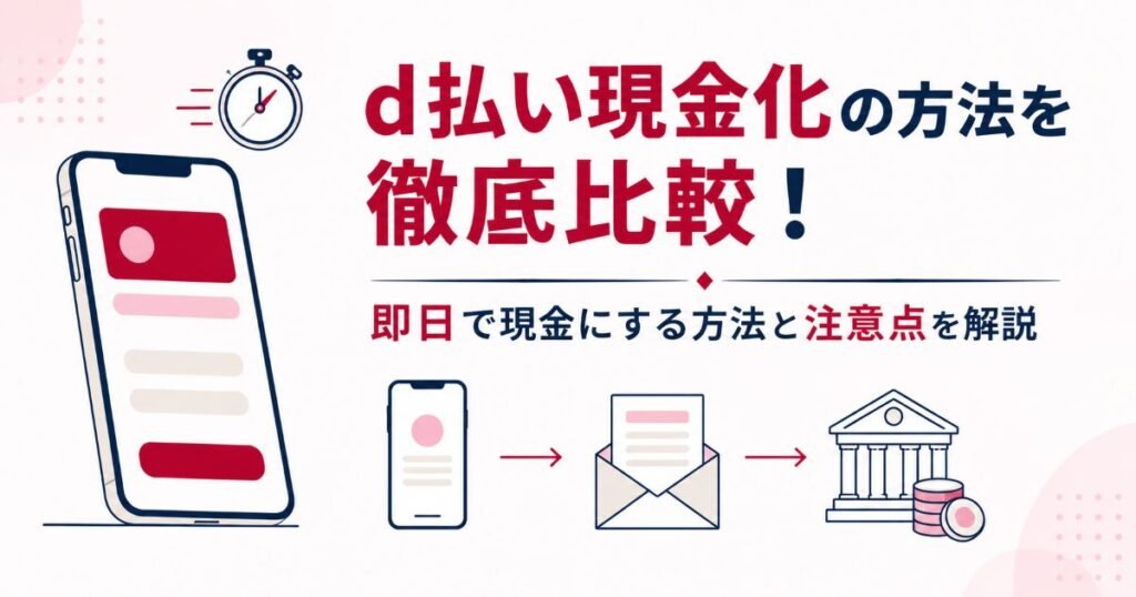 d払い現金化の方法を徹底比較。即日で現金にする方法と注意点を解説
